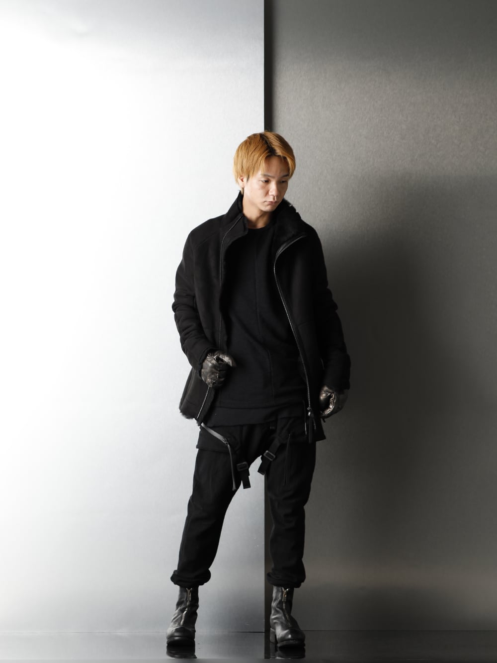D.HYGEN - ディーハイゲン Mouton Leather jacket Winter Black Styling - 1-004