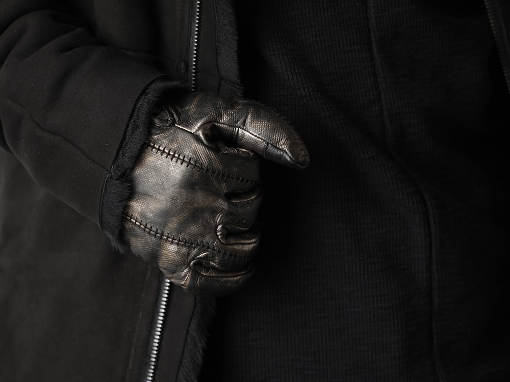 D.HYGEN - ディーハイゲン Mouton Leather jacket Winter Black Styling - 2-008