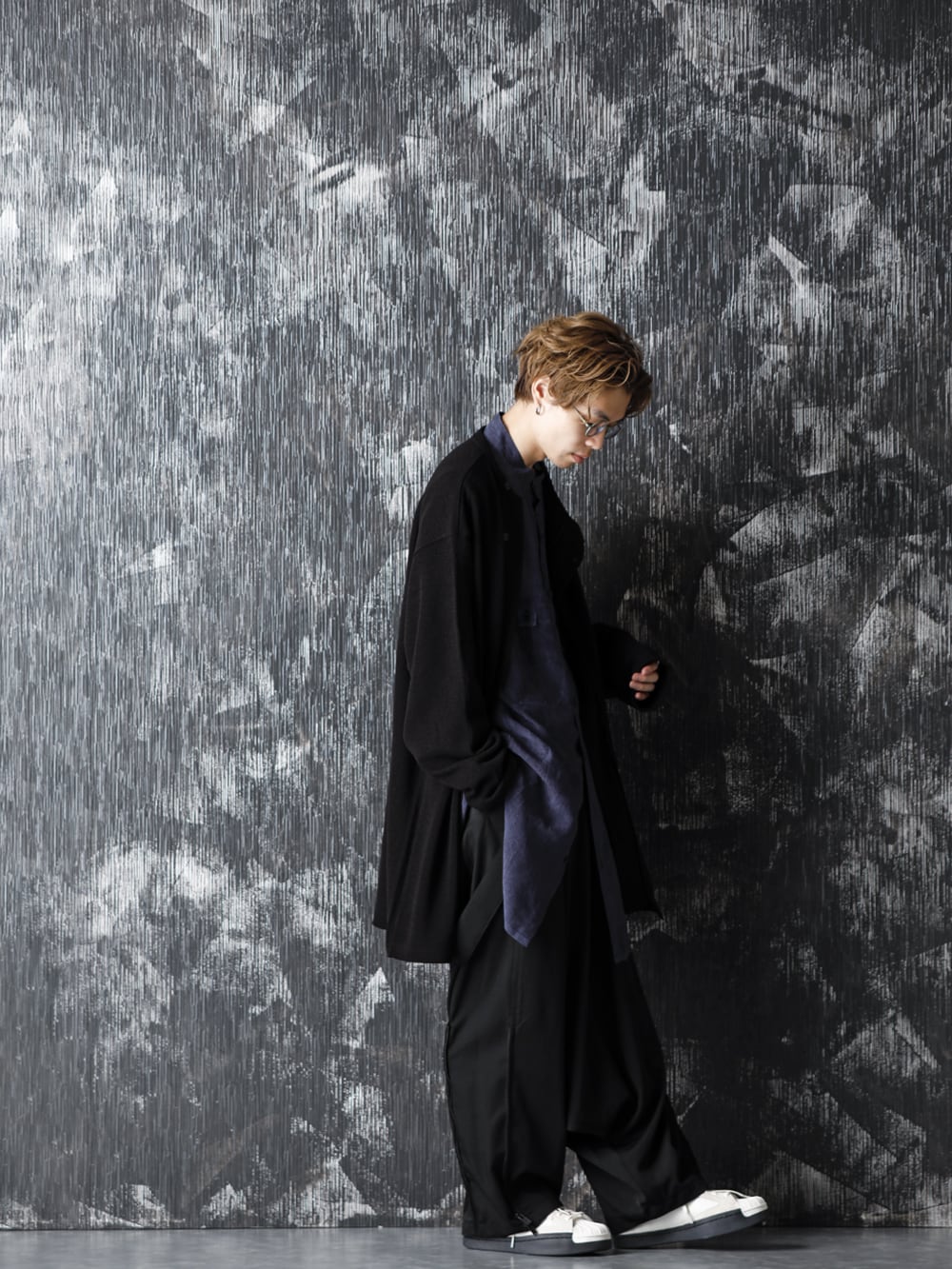 Yohji Yamamoto 20-21AW Cupro Salt shrink Stand Collar Blouse Style  - 1-002