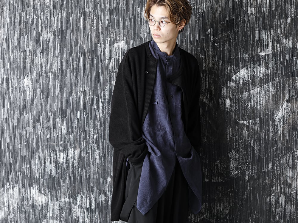 Yohji Yamamoto 20-21AW Cupro Salt shrink Stand Collar Blouse Style  - 2-001