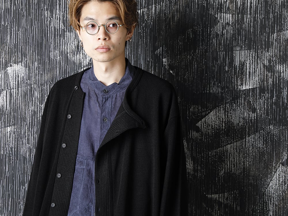 Yohji Yamamoto 20-21AW Cupro Salt shrink Stand Collar Blouse Style  - 2-002