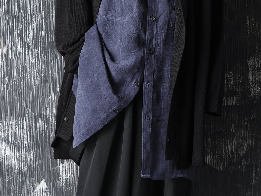 Yohji Yamamoto 20-21AW Cupro Salt shrink Stand Collar Blouse Style  - 2-004