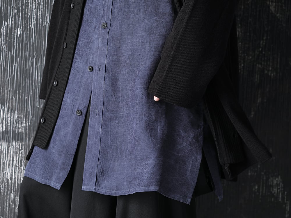 Yohji Yamamoto 20-21AW Cupro Salt shrink Stand Collar Blouse Style  - 2-005