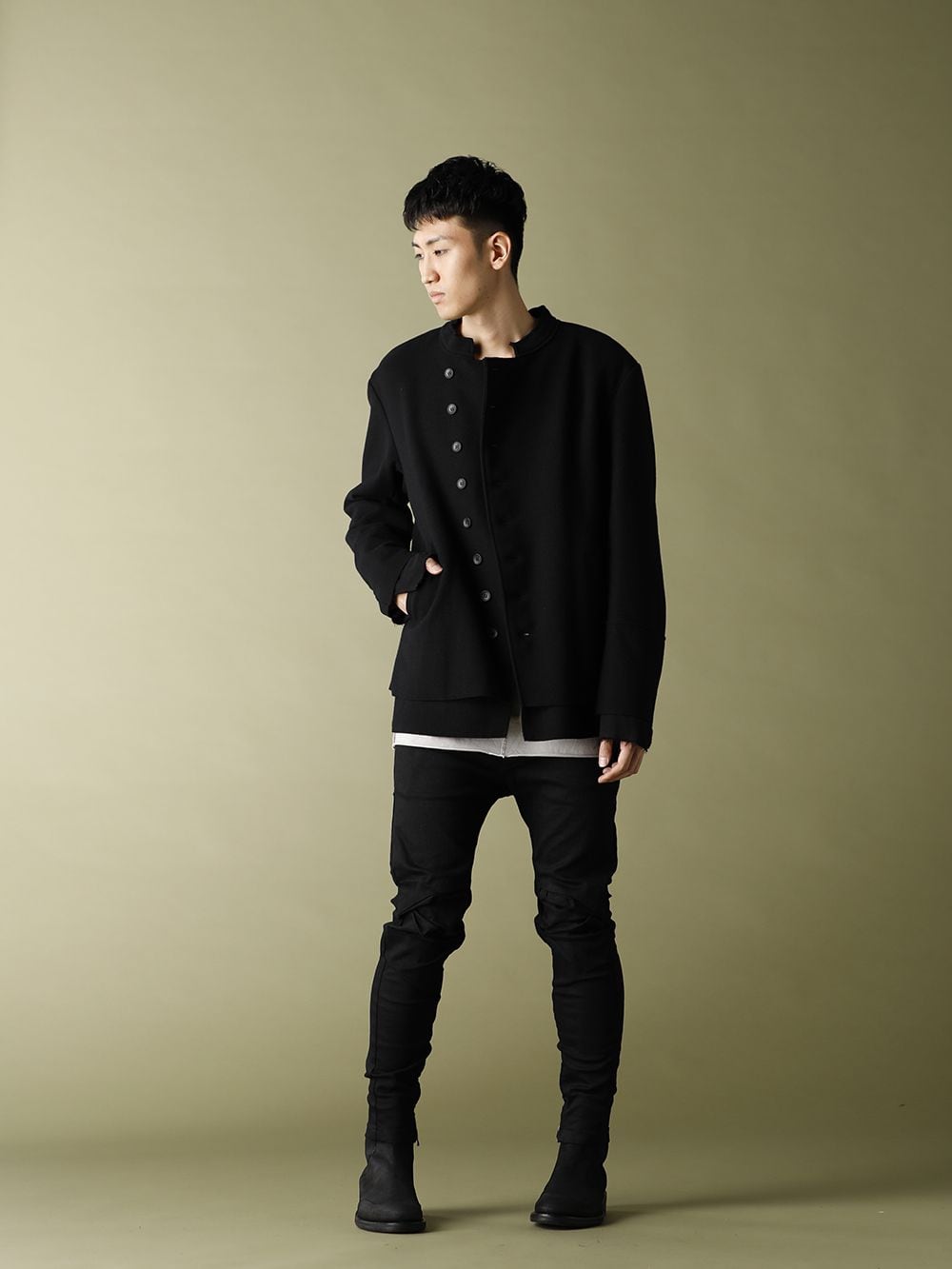 ASKyy 20-21AW Officer Coat bi-color Styling - 1-004