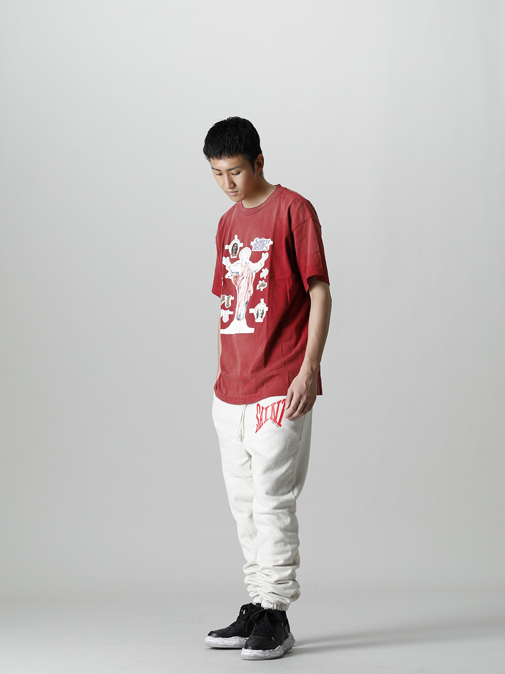 SAINT MICHAEL x DENIM TEARS Collaboration T-shirt styling