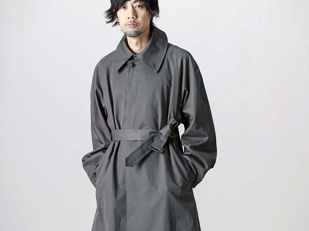 LAD MUSICIAN 20/1 gabardine soutien collar coat styling in