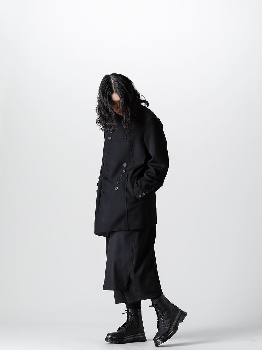 yohji yamamoto POUR HOMME◇22AW/W/gabardine hooded jacket