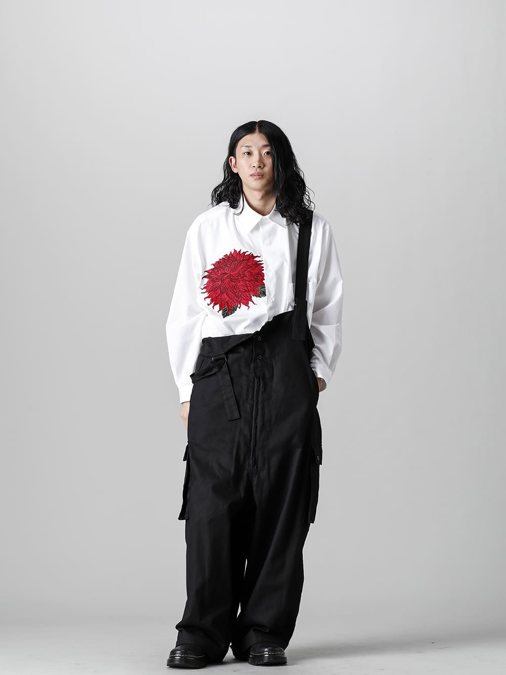 コットン100％【新品未着用】22SS Yohji Yamamoto ダリア刺繍シャツ