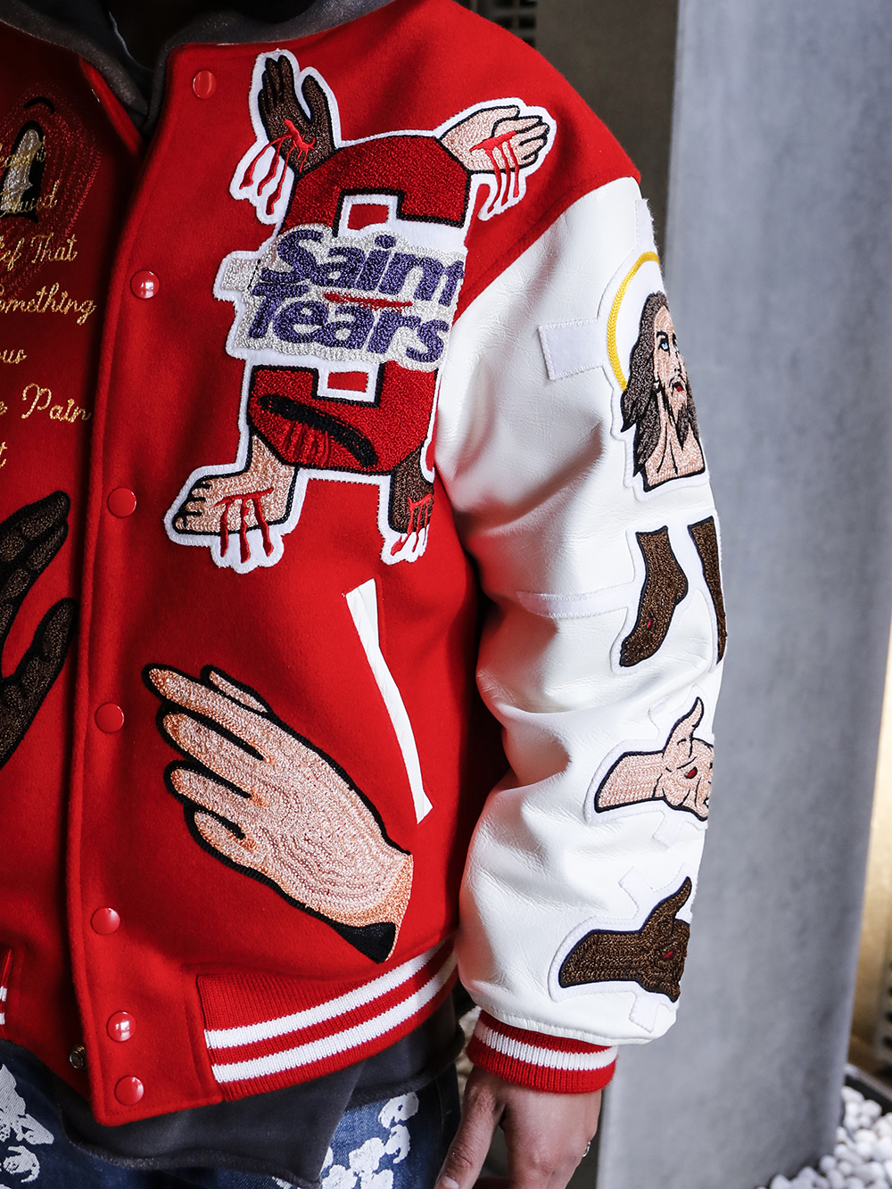 SAINT Mxxxxxx Stadium Jacket/embroidered satin baseball jacket 