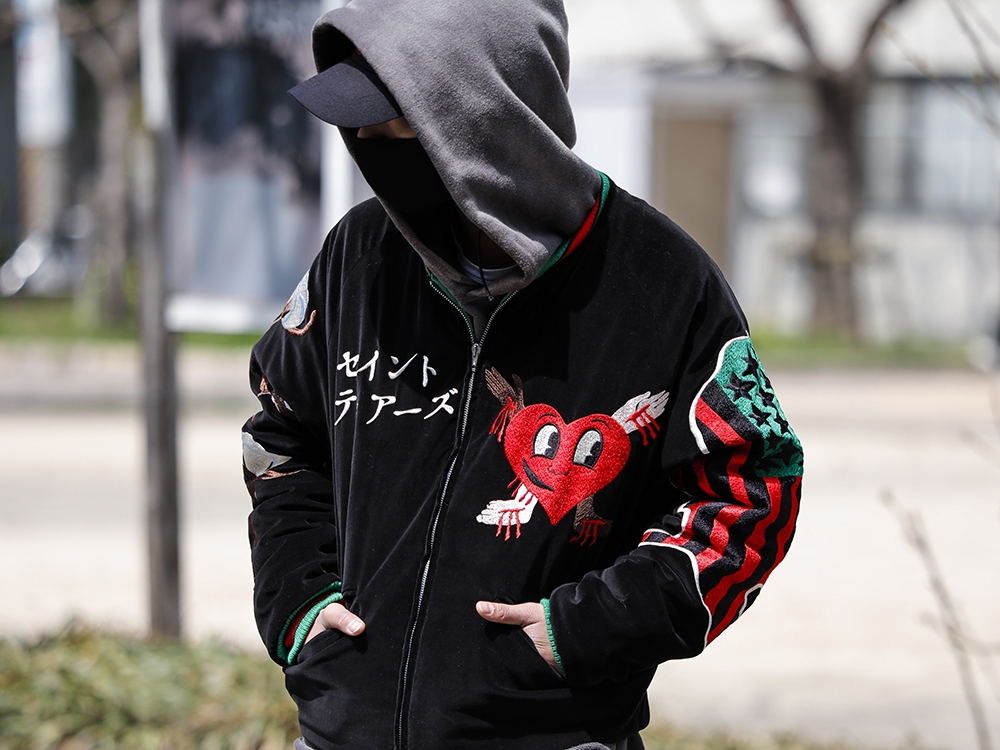 SAINT Mxxxxxx Stadium Jacket/embroidered satin baseball jacket 