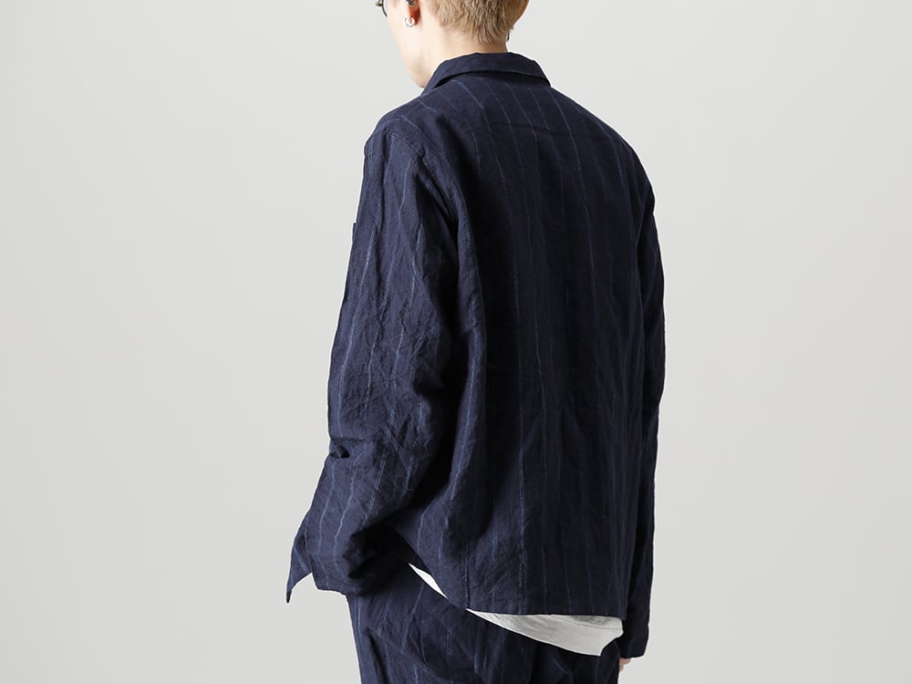 Bergfabel： Worker Shirt x Jogging Pants (Navy Stripe) Set-up