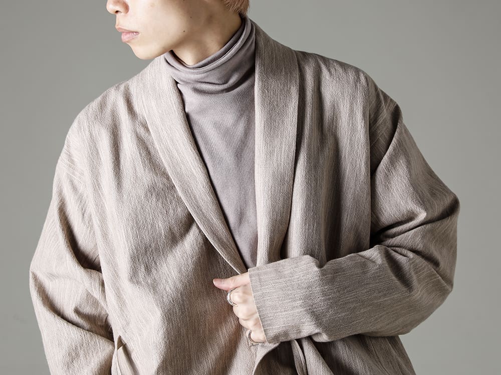 JAN-JAN VAN ESSCHE- LIGHTWEIGHT JACKET THAT CAN BE USED AS A COAT INNER - UPPER BODY - JACKET#48- HAUTE MERE COTTON/WOOL CLOTH - TEE#65- TEE #65 LILAC COTTON/CASHMERE RIBBED