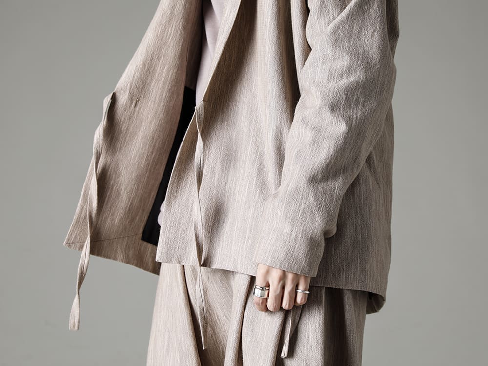 JAN-JAN VAN ESSCHE- LIGHTWEIGHT JACKET THAT CAN BE USED AS A COAT INNER - UPPER BODY - JACKET#48- HAUTE MERE COTTON/WOOL CLOTH - TEE#65- TEE #65 LILAC COTTON/CASHMERE RIBBED