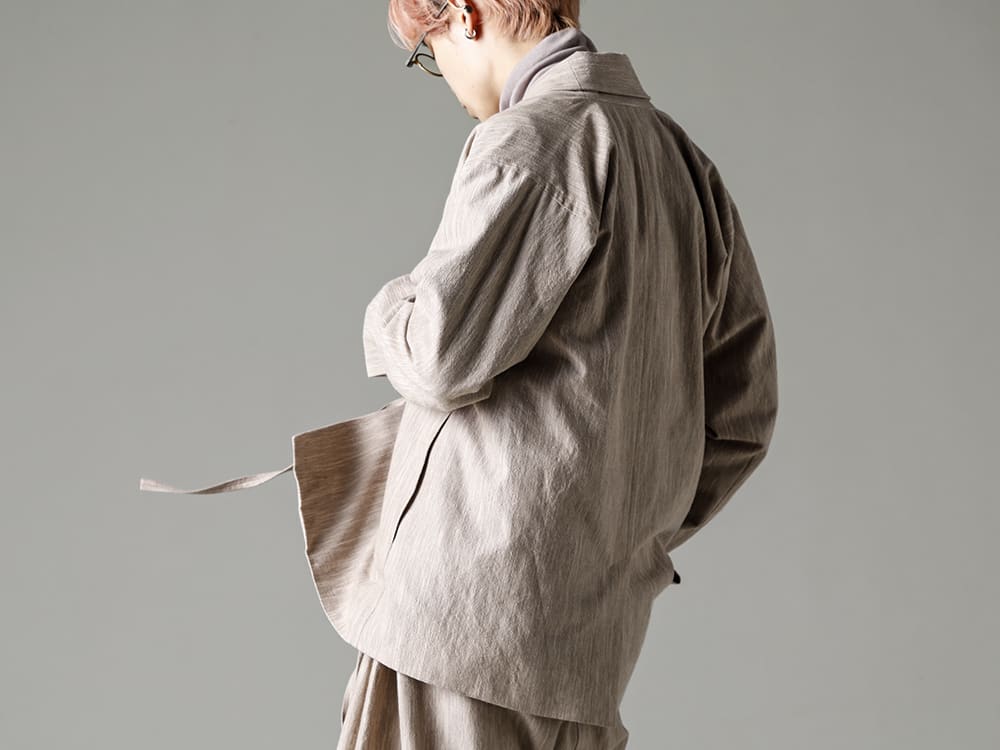 JAN-JAN VAN ESSCHE- LIGHTWEIGHT JACKET THAT CAN BE USED AS A COAT INNER - UPPER BODY - JACKET#48- HAUTE MERE COTTON/WOOL CLOTH - TEE#65- TEE #65 LILAC COTTON/CASHMERE RIBBED