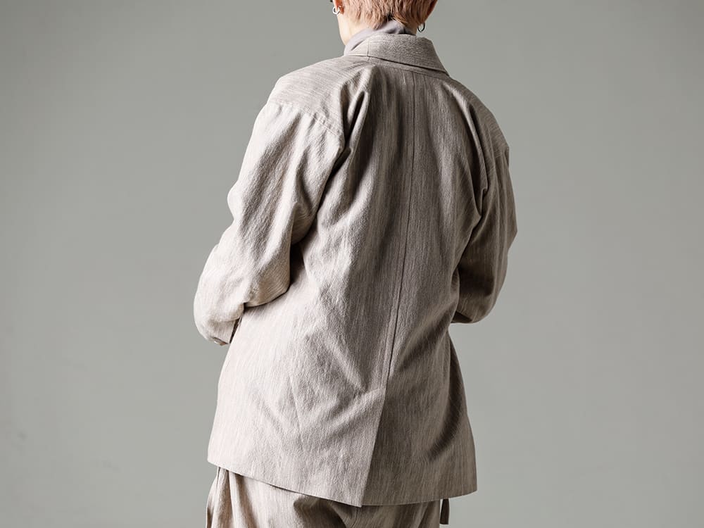 JAN-JAN VAN ESSCHE- LIGHTWEIGHT JACKET THAT CAN BE USED AS A COAT INNER - UPPER BODY - JACKET#48- HAUTE MERE COTTON/WOOL CLOTH - TEE#65- TEE #65 LILAC COTTON/CASHMERE RIBBED