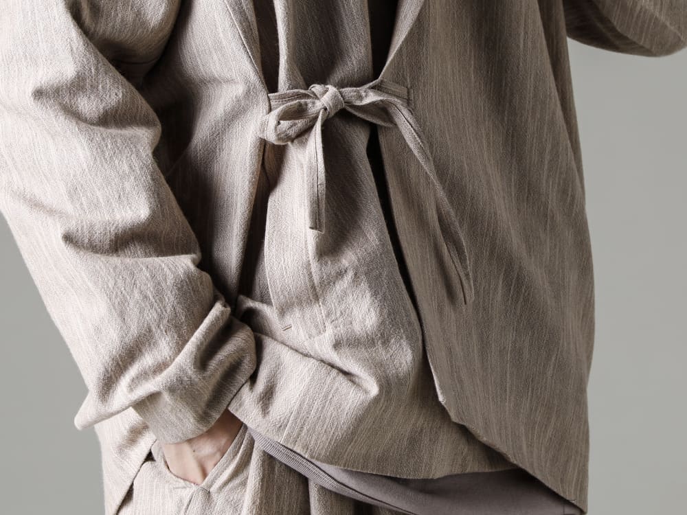 JAN-JAN VAN ESSCHE- LIGHTWEIGHT JACKET THAT CAN BE USED AS A COAT INNER - UPPER BODY - JACKET#48- HAUTE MERE COTTON/WOOL CLOTH - TEE#65- TEE #65 LILAC COTTON/CASHMERE RIBBED