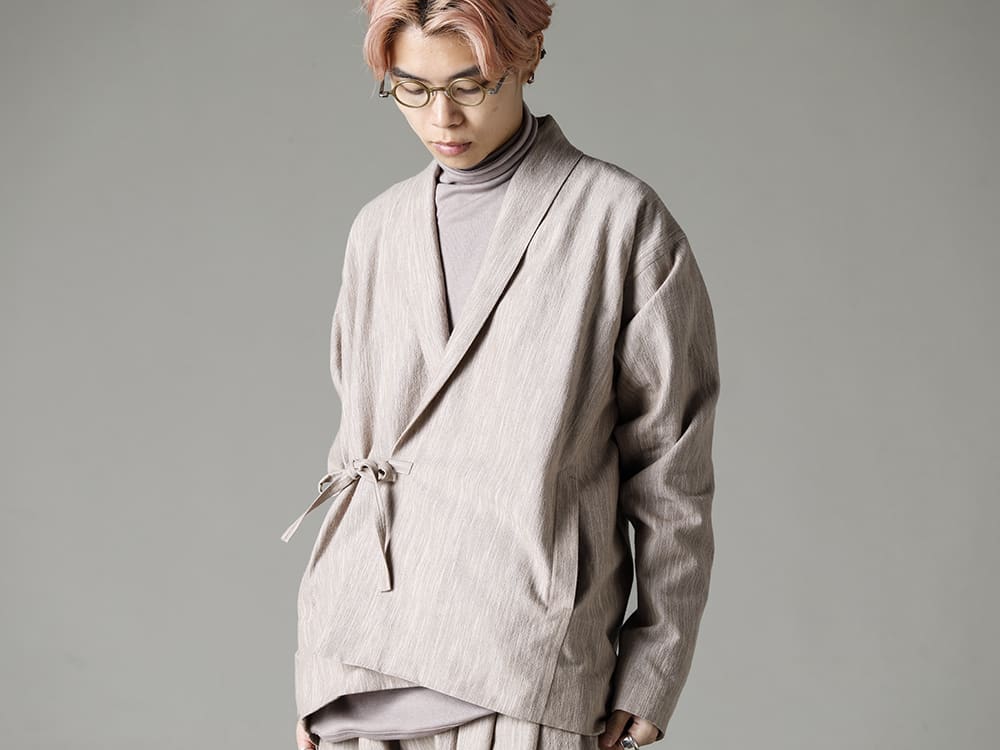 JAN-JAN VAN ESSCHE- LIGHTWEIGHT JACKET THAT CAN BE USED AS A COAT INNER - UPPER BODY - JACKET#48- HAUTE MERE COTTON/WOOL CLOTH - TEE#65- TEE #65 LILAC COTTON/CASHMERE RIBBED