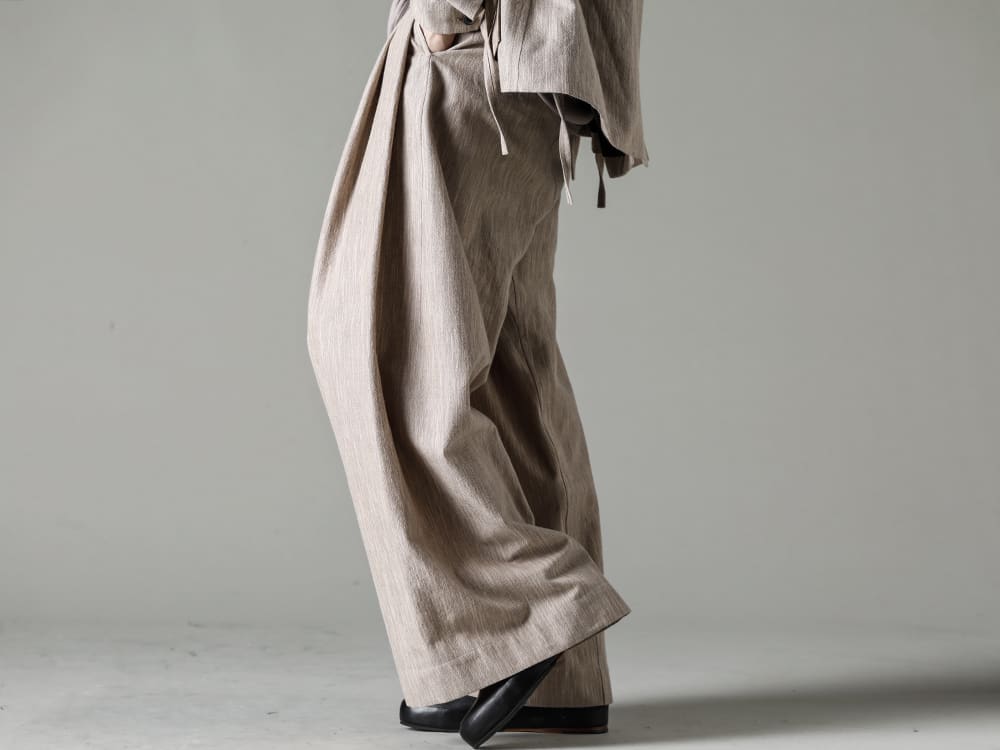 JAN-JAN VAN ESSCHE- Oversized one-piece pattern patterned pants with great comfort - Lower body - TROUSERS#71-Trousers #65 Haute Melee Cotton/Wool Cloth - Handsewn-Slipper