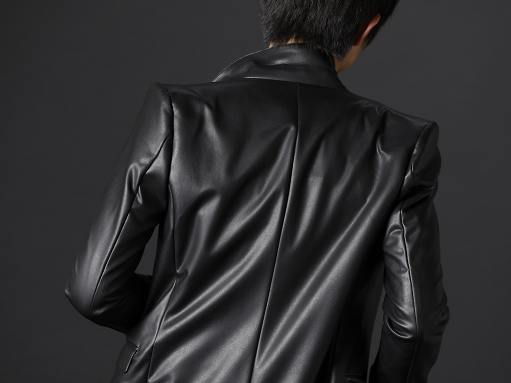 GalaabenD 2022-23AW - A long jacket with a realistic leather texture - 87524205(4WAY Stretch ECO Leather Narrow Peaked Lapel Long Jacket) - 2-009