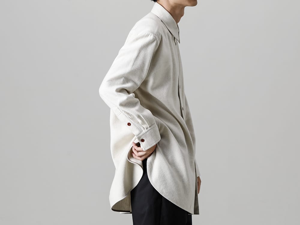 IRENISA 22-23AW Original wool linen cashmere material with a soft and fluffy raised feel!  - IH-22FW-B014-IC-Middle Length Shirt Ivory 2-003