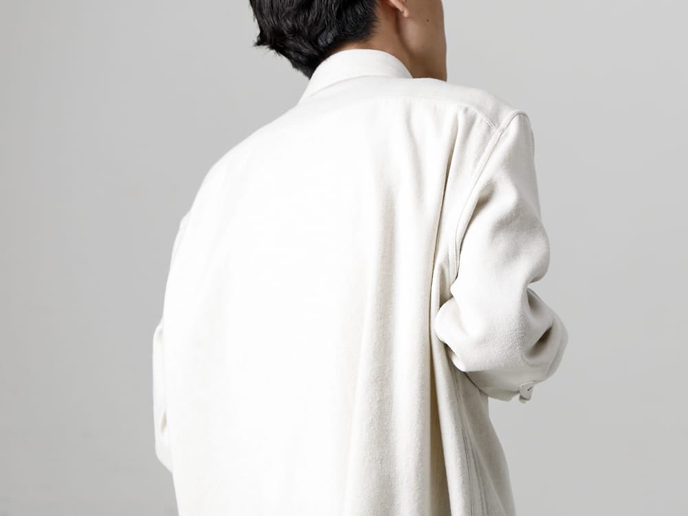 IRENISA 22-23AW Original wool linen cashmere material with a soft and fluffy raised feel!  - IH-22FW-B014-IC-Middle Length Shirt Ivory 2-004