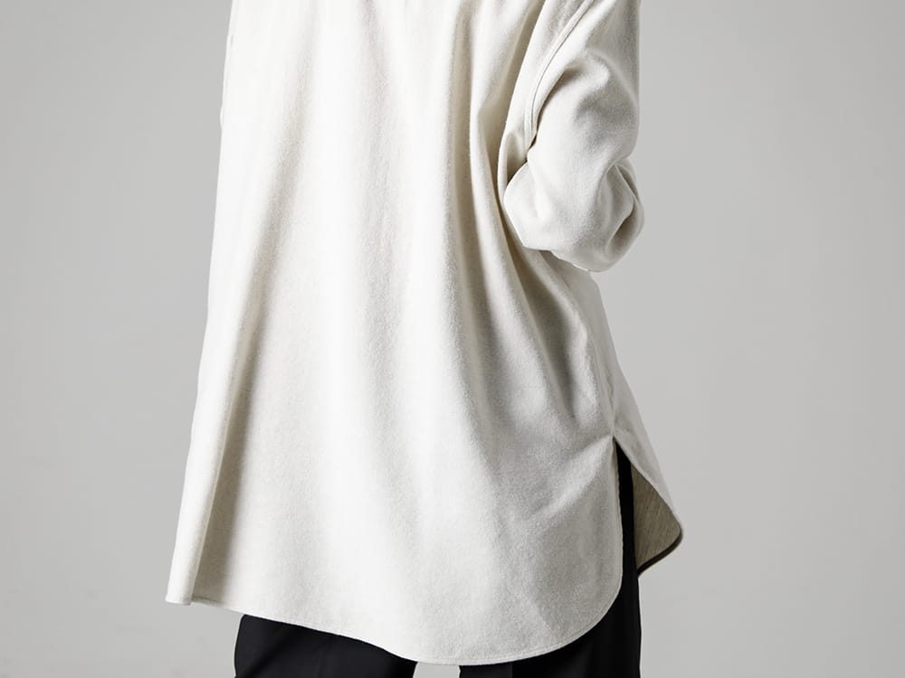 IRENISA 22-23AW Original wool linen cashmere material with a soft and fluffy raised feel!  - IH-22FW-B014-IC-Middle Length Shirt Ivory 2-005