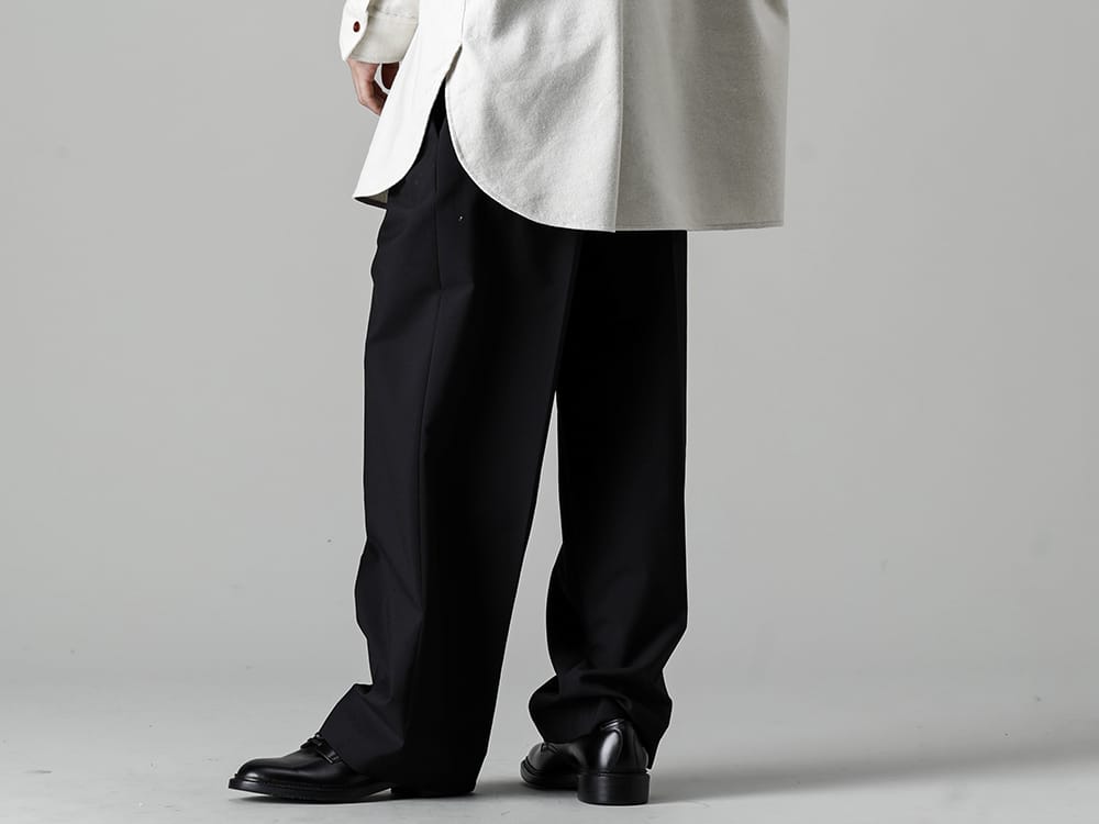 IRENISA 22-23AW Original wool linen cashmere material with a soft and fluffy raised feel! - IH-22FW-P018-MSP-Two Tucks Wide Pants Black - IH-22SS-S001-RC-Leather Shoes 3-002