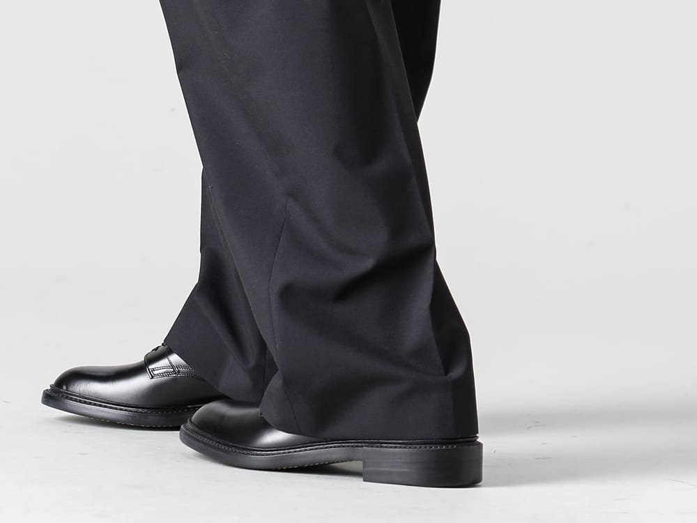 IRENISA 22-23AW Original wool linen cashmere material with a soft and fluffy raised feel! - IH-22SS-S001-RC-Leather Shoes - IH-22FW-P018-MSP-Two Tucks Wide Pants Black 3-004