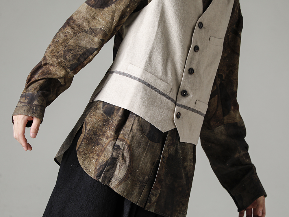 ZIGGY CHEN 22-23AW A gem that satisfies your sense of fun with an added classic feel.  - 0M2230108-Wide Simple Waistcoat - 0M2230720-Front Slit Pocket Shirt - RG0088ST-RG0088ST VINTAGE BLACK x CLEAR 2-002