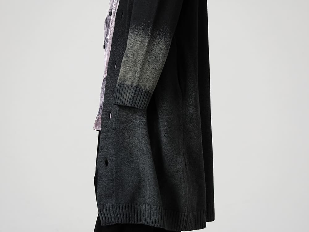 Yohji Yamamoto 22-23AW V-neck cardigan that is also light and comfortable to wear  - HE-K75-193-long cardigan - HE-B51-403-Detachable button-down blouse 2-002