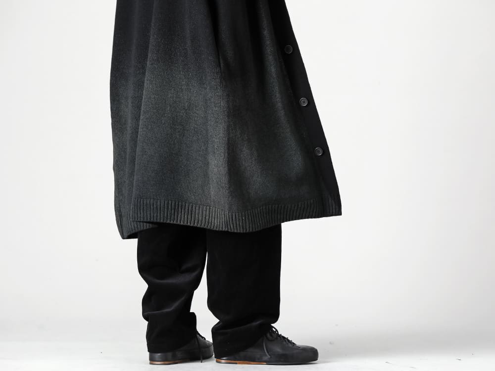 Yohji Yamamoto 22-23AW V-neck cardigan that is also light and comfortable to wear  - HE-K75-193-long cardigan - HE-B51-403-Detachable button-down blouse 2-003