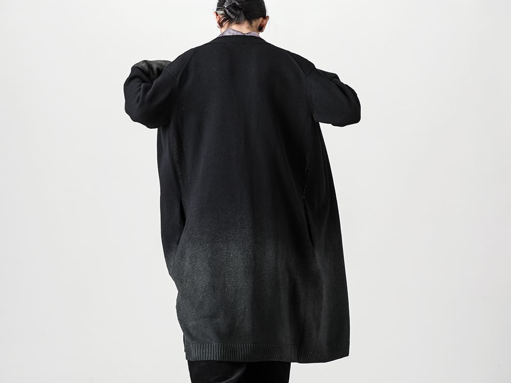 Yohji Yamamoto 22-23AW V-neck cardigan that is also light and comfortable to wear  - HE-K75-193-long cardigan - HE-B51-403-Detachable button-down blouse 2-004