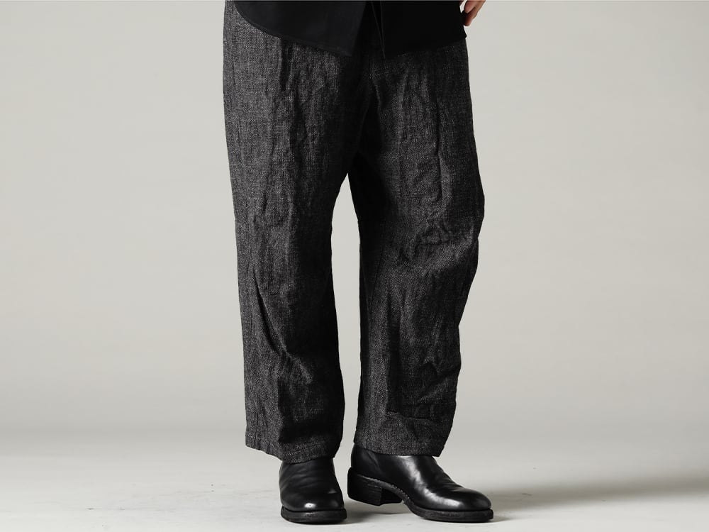 forme d'expression(フォームデエクスプレッション) 22-23AW(秋冬) 細部に渡り拘りを感じられる立体的シルエット UP026-354G バギー 5 ポケット パンツ 788Z_H バックジップブーツ ダブルソール - ホース フルグレイン レザー 3-001