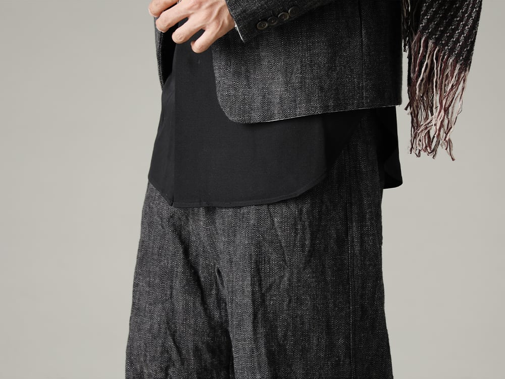 forme d'expression(フォームデエクスプレッション) 22-23AW(秋冬) 細部に渡り拘りを感じられる立体的シルエット - UP026-354G バギー 5 ポケット パンツ 788Z_H バックジップブーツ ダブルソール - ホース フルグレイン レザー 3-002