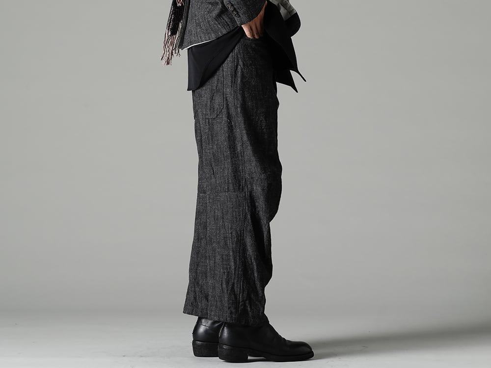 forme d'expression(フォームデエクスプレッション) 22-23AW(秋冬) 細部に渡り拘りを感じられる立体的シルエット - UP026-354G バギー 5 ポケット パンツ 788Z_H バックジップブーツ ダブルソール - ホース フルグレイン レザー 3-004