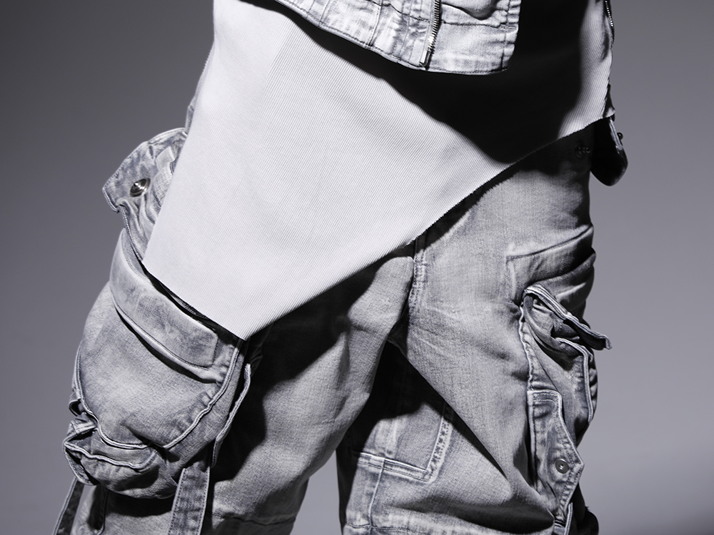 ユリウス 2022-23AW - ワイドシルエットでインパクト抜群のガスマスクパンツ - 799PAM24-PL(10.5oz ストレッチデニム ガスマスク ワイドパンツ プラスター) - 3-004