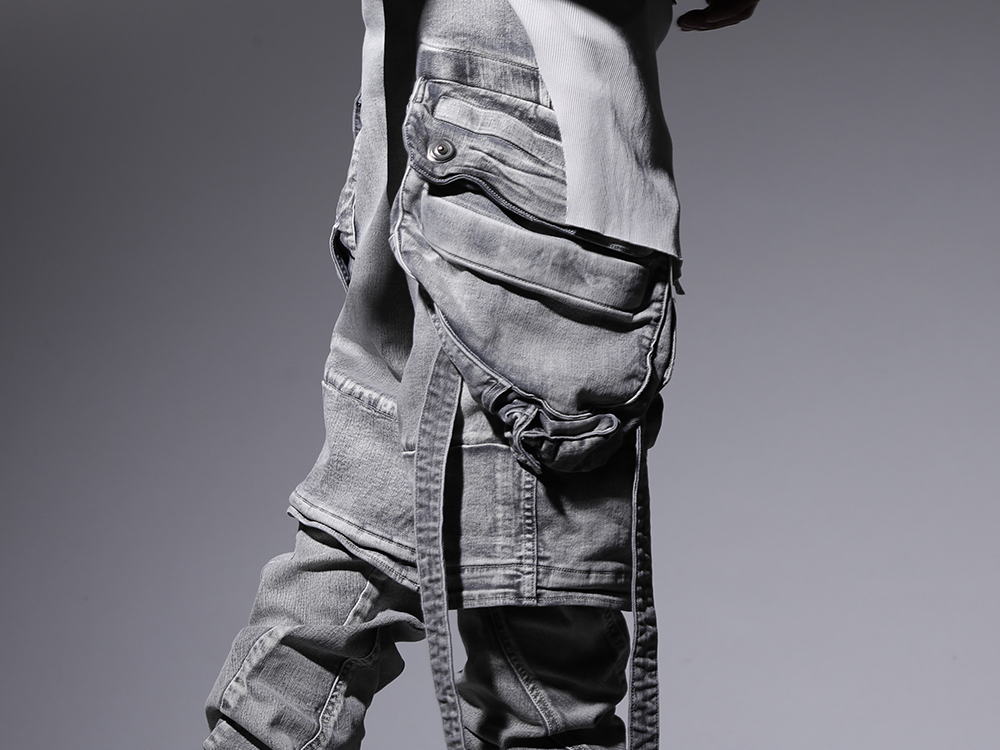 ユリウス 2022-23AW - ワイドシルエットでインパクト抜群のガスマスクパンツ - 799PAM24-PL(10.5oz ストレッチデニム ガスマスク ワイドパンツ プラスター) - 3-005