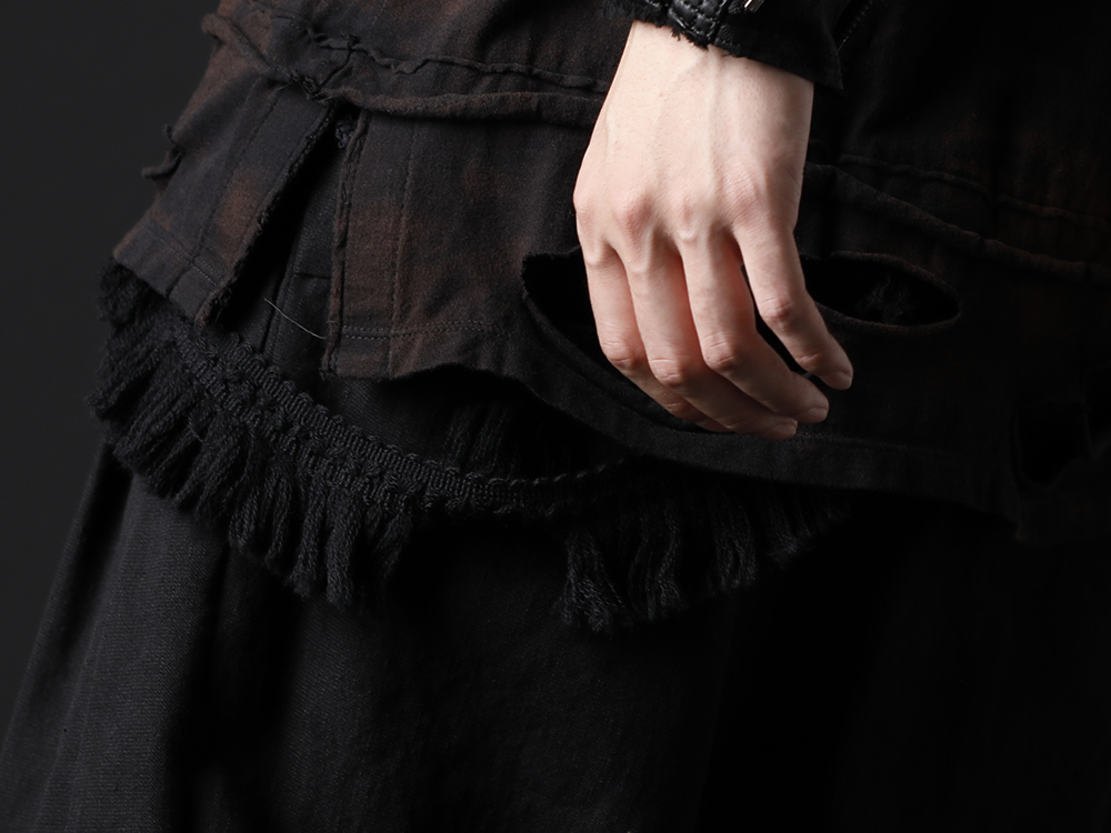 nude:masahiko maruyama 2022-23AW - Sarouel pants with an eye-catching fringe design. - NU-1646(Wool Braid / Fringe Drop Crotch 2 Tucks Pants) - 3-004
