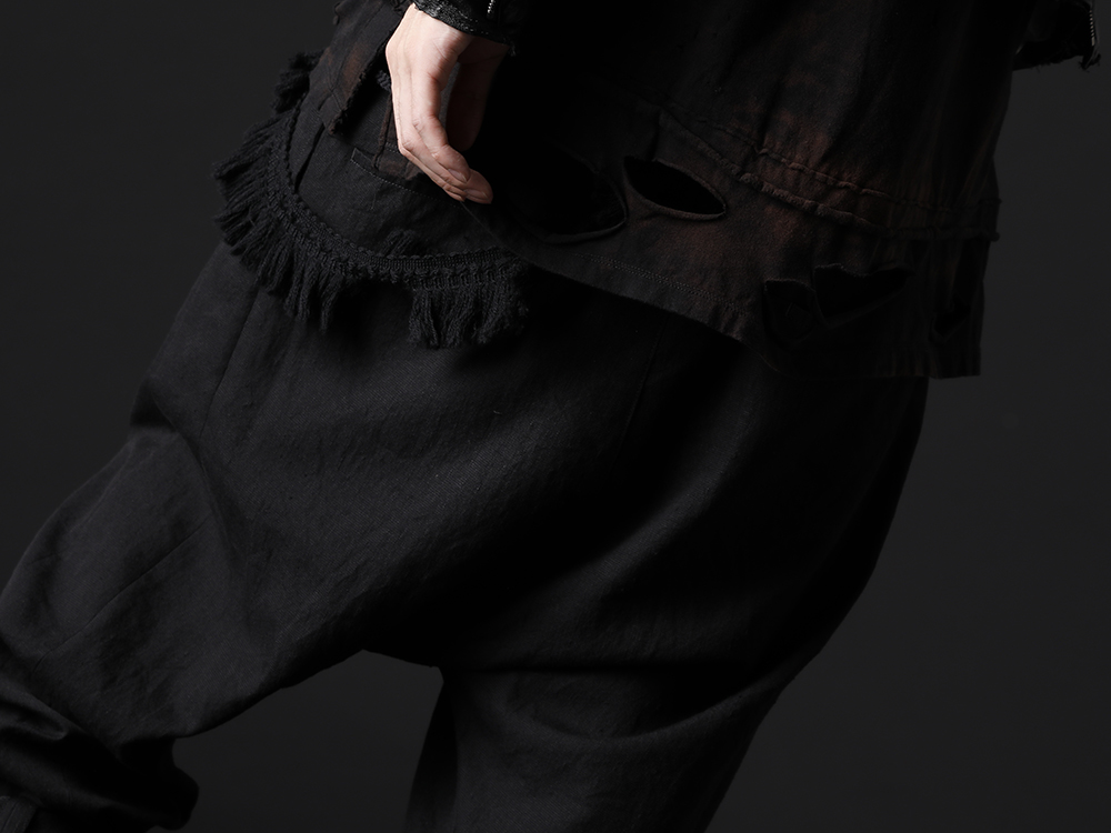nude:masahiko maruyama 2022-23AW - Sarouel pants with an eye-catching fringe design. - NU-1646(Wool Braid / Fringe Drop Crotch 2 Tucks Pants) - 3-005