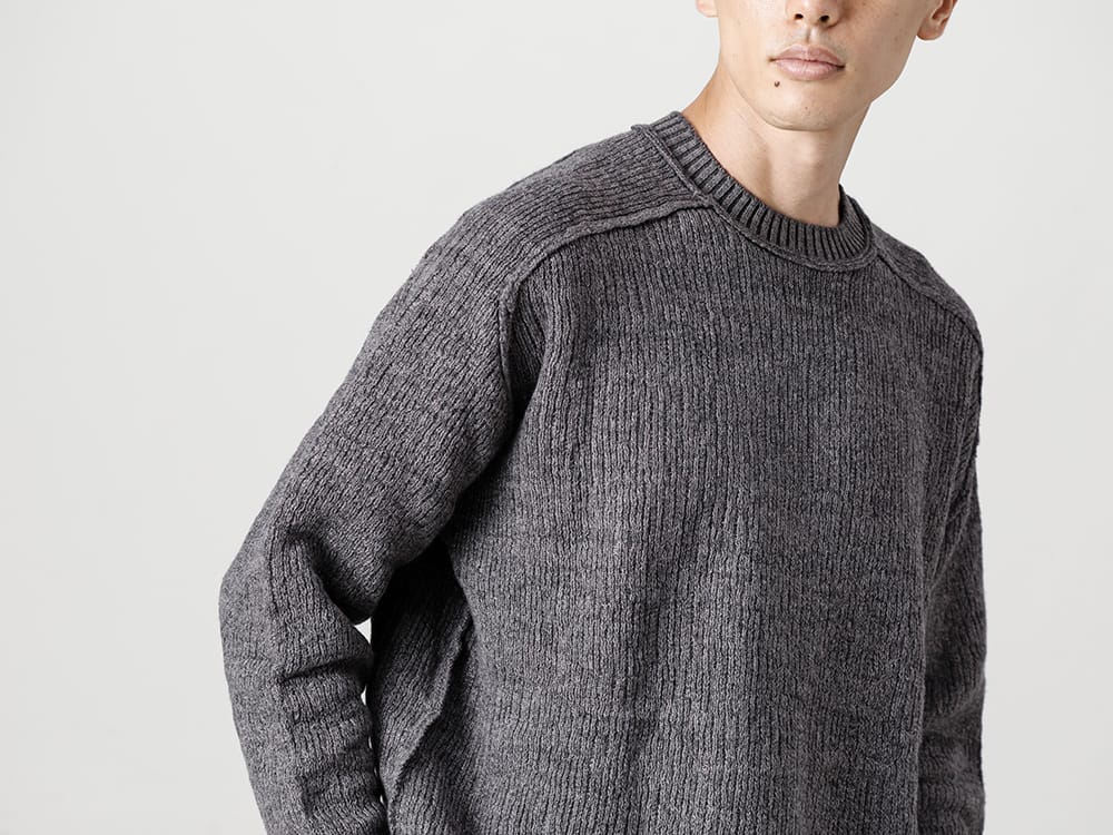 The Viridi-anne 22-23AW The uneven jacquard weave is a rare cashmere blend cotton pullover knit!  - VI-3531-07-Cotton Cashmere Pullover Gray 2-001