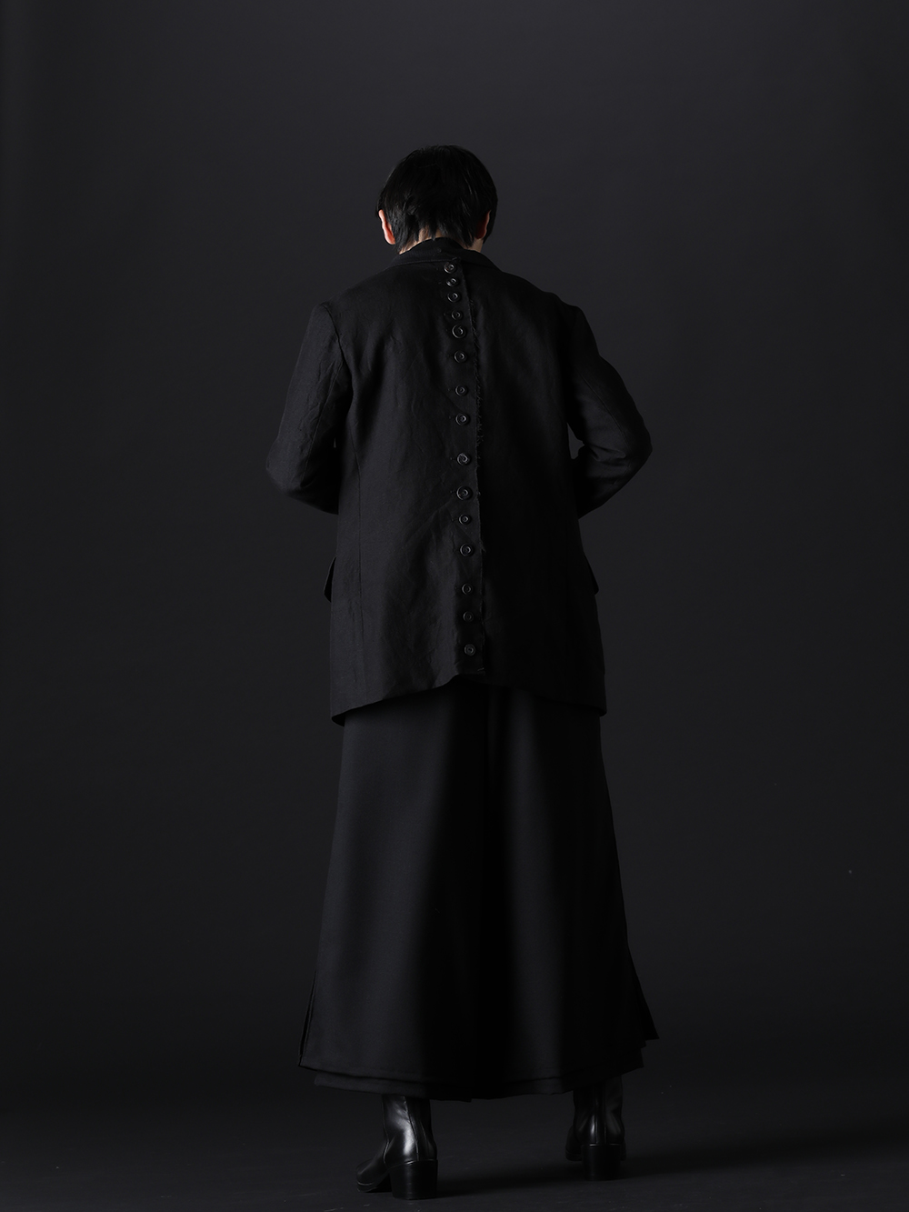 nude:masahiko maruyama / kujaku 2022-23AW - Two way style using a reversible jacket - NU-1651(Reversible Oversized Jacket) KJ-22AW30-Black(sangoju pullover Black) KJ-22AW22(hirugao pants) KJ-21AW38(Kiri Boots) - 1-006