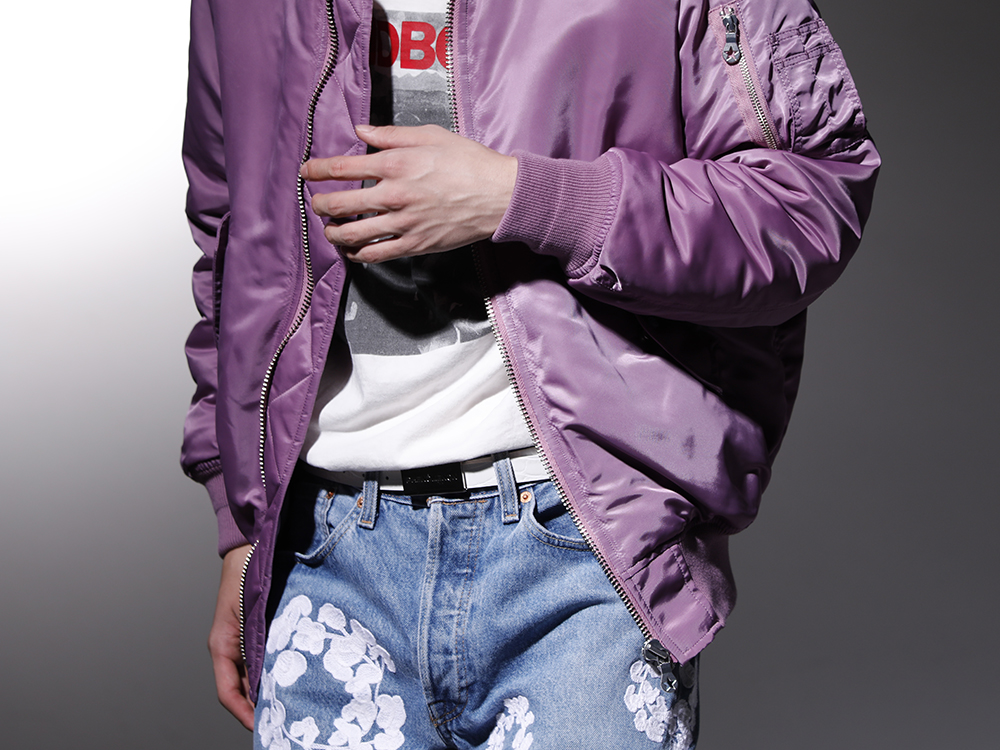 フェノメノン / セントマイケル  2022-23AW - オーソドックスなMA-1にPHENOMENONの魅力が詰まったブルゾン。 - ILLJK22A-007-lilac(クロス フライトジャケット ライラック) SM-A22-0000-074(デヴィッド・ボウイ × セントマイケル STATION ロングスリーブTシャツ) - 2-006