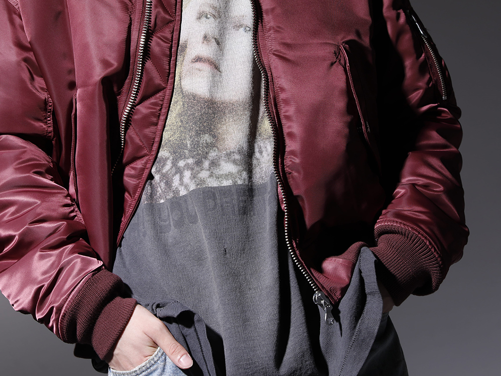 PHENOMENON / SAINT M×××××× 2022-23AW - A masterpiece MA-1 with many zips on the back - PH-001-Bordeaux(Loop MA-1 Bordeaux) SM-A22-0000-075(DAVID BOWIE × ©SAINT M×××××× HUNKY DORY Long sleeve T-shirt) - 2-006