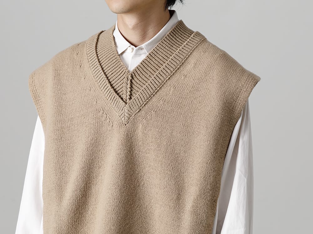 Maison Margiela - メゾン マルジェラ 2022-23AW 見出し2  - SI1TH0001 ストール Beige - vu-a12-s01 ベーシック シャツ Off White 2-001