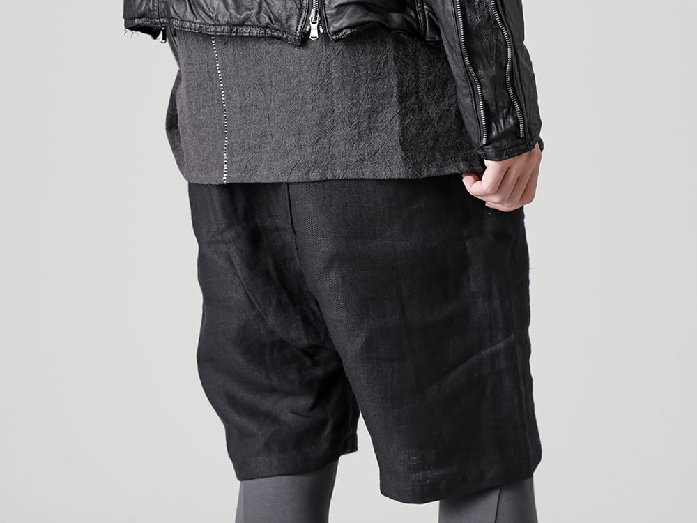 NOMEN NESCIO - ノーメンネスキオ 22-23AW リネンショートパンツをモダール素材のレギンスでレイヤード - 223-Pocket Shorts - RB-405-Solid Hoodie Graphite Gray 3-003