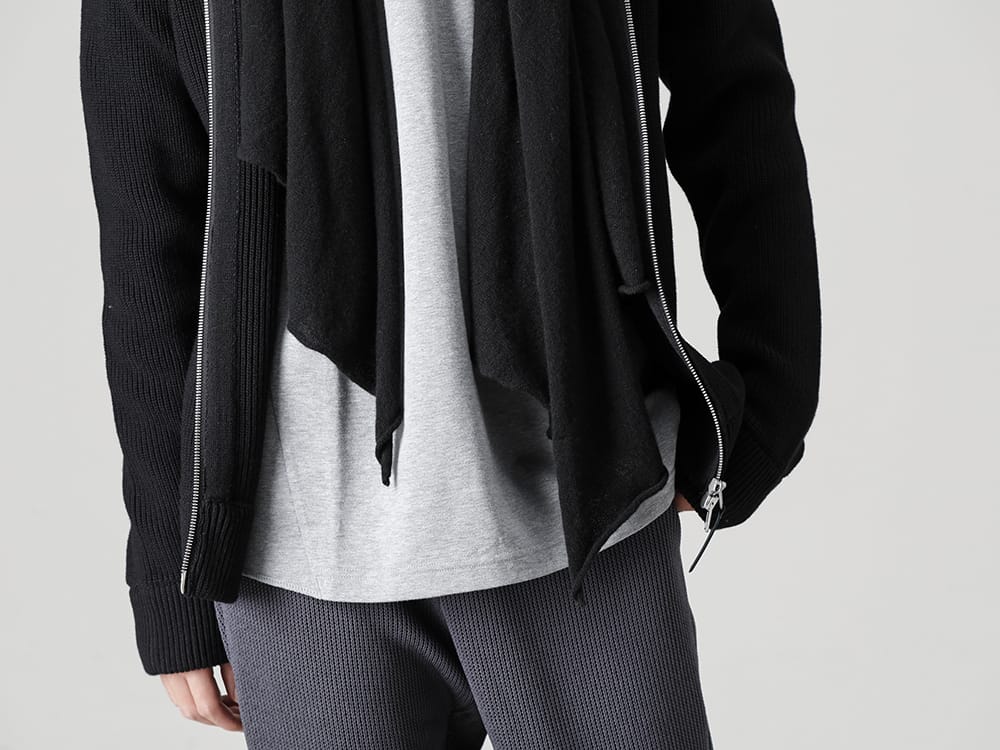 Maison Margiela 22-23AW Notice the stole peeking out of the drivers' knit.  - SI1HA0013-Driver's Zip Up Knit Black - CV10-0005-10th Annyversary Articulated Crew Neck LS T.Gray - vu-a22-k19-Baby Cashmere Knit Stole 2-002