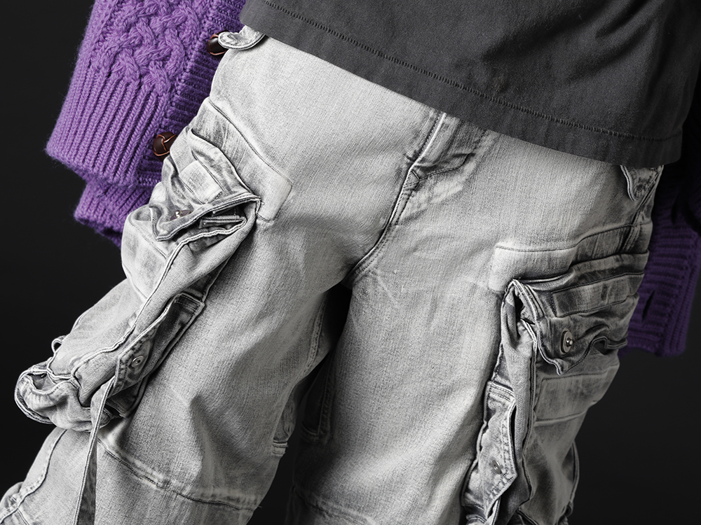 ユリウス 2022-23AW - ワイドシルエットでインパクト抜群のガスマスクパンツ - 799PAM24-PL(10.5oz ストレッチデニム ガスマスク ワイドパンツ プラスター) - 3-004