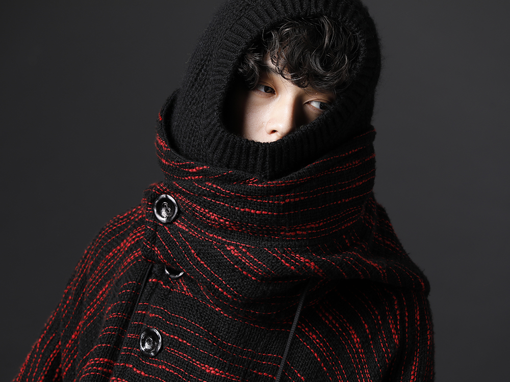 nude:masahiko maruyama / TAKAHIROMIYASHITATheSoloist. 2022-23AW - Oversized poncho with a beautiful drape - NU-1655(Reversible Poncho) sk.0003AW22-Black(aran pattern balaclava Black) - 2-013