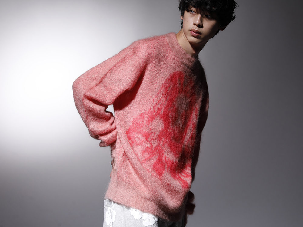 セントマイケル 2022-23AW - 不気味なデザインをカラー使いでポップな仕上がりに - SM-A22-0000-073(ボーン X レイズド × セントマイケル CLOWN ニット ピンク) - 2-002