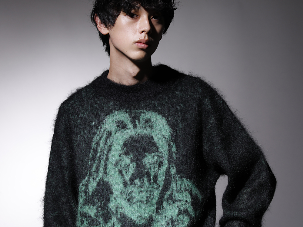 SAINT M×××××× 2022-23AW - A highly designed mohair knit made in collaboration - SM-A22-0000-072(BORN X RAISED × ©SAINT M×××××× CLOWN Knit Black) - 2-003